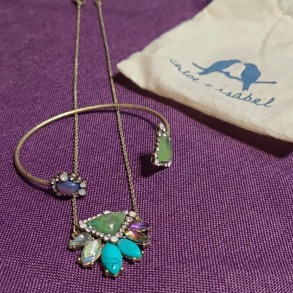 Chloe + Isabel Green and Purple Necklace And Bangle Set